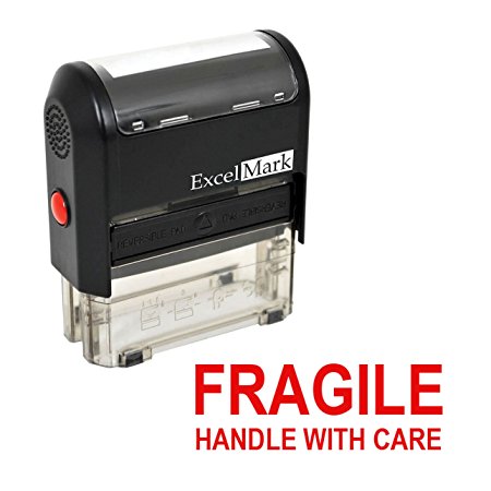 FRAGILE HANDLE WITH CARE Self Inking Rubber Stamp - Red Ink