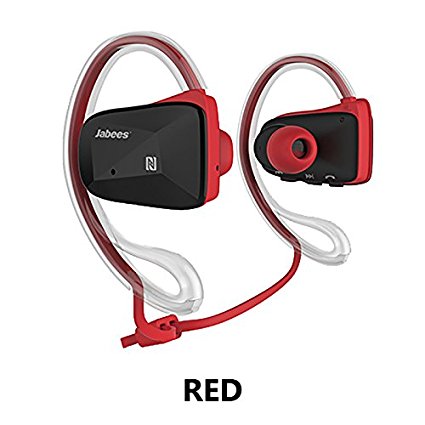 Jabees Bsport Bluetooth Earphone Runner Headset Sports Earphones with Mic Wireless Headphones for Running and Lifetime Sweatproof Guarantee (Red)