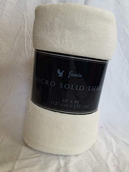 Ultra Soft Cozy Plush Fleece Warm Solid Colors Traveling Throw Blanket 50" X 60" (127 Cm X 152 Cm) (Beige)