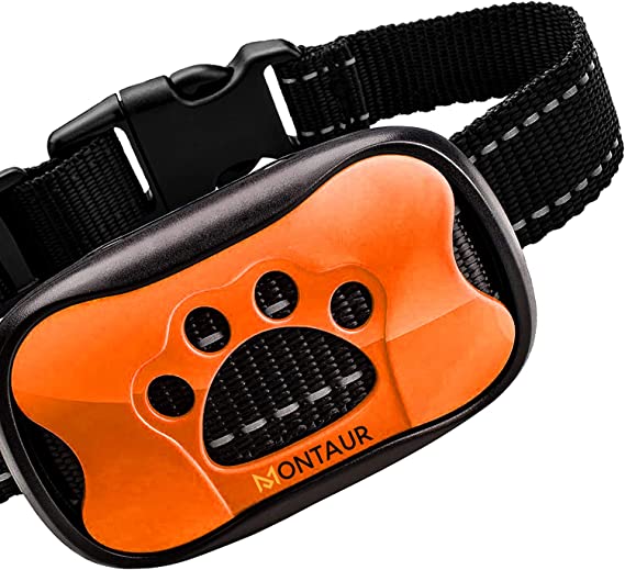 MONTAUR No Bark Collar for Small, Medium, Large Dogs - Upgrade Stop Barking Collar for Dogs with Vibration and Sound - Humane and Safe Anti Bark Collar for Dogs - 100% Waterproof Bark Collar
