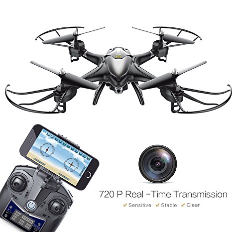 Holy Stone HS200 FPV Drone with 720P HD Live Video Wifi Camera 2.4GHz 4CH 6-Axis Gyro RC Quadcopter with Altitude Hold, Gravity Sensor and Headless Mode Function RTF, Black