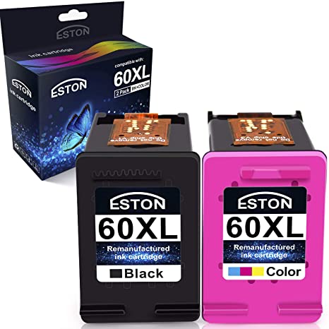 ESTON Remanufactured Ink Cartridge Replacement for HP 60XL HP 60XL CC641WN CC644WN High Yield Combo 2 Pack (1 Black | 1 Tri-Color)