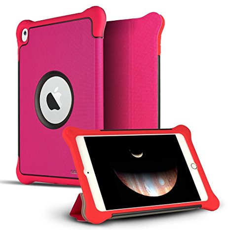 iPad Pro 9.7 Case, CASEFORMERS Armor iPad Pro Shield Cover Flip Case with Stand for iPad Pro 9.7 - Pink with Red Boarders [Heavy Duty] with Smart Flip Cover Screen Protection (Fits 9.7-inch iPad Pro)