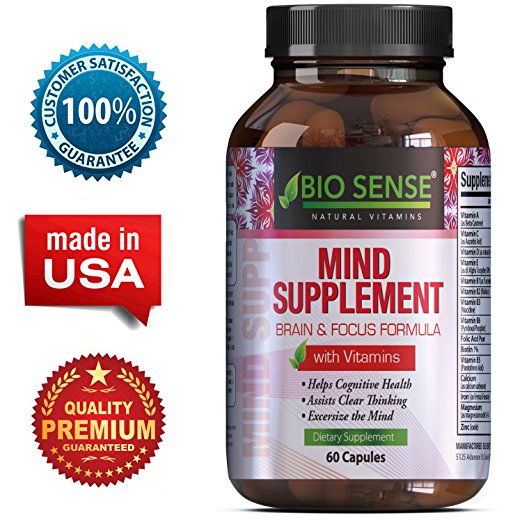 Enhance Brain Memory   Boost Focus   Improve Clarity Mind Booster Supplement For Men And Women – Contains Vitamins   Pure Herbal Ingredients – Natural Cognitive Brain Nutrition By Bio Sense