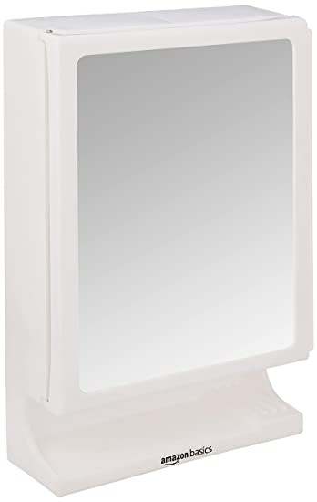 AmazonBasics Multipurpose, Wall-Mounted Storage Cabinet with Mirror (White)