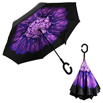 Inverted Umbrella, Alink Reverse Folding Double Layer Inside Out Outdoor Rain Away Car Umbrella