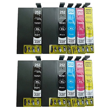 10 Pack Remanufactured Ink Cartridge for Epson 252 252XL (4 Black, 2 Cyan, 2 Magenta, 2 Yellow) Compatible With WorkForce WF-3620 WF-3640 WF-7110 WF-7610 WF-7620 WorkForce Pro WF-5190 WF-5620 WF-5690 MPC Direct TM