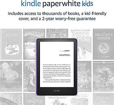 Kindle Paperwhite Kids (16 GB) – Made for reading - access thousands of books with Amazon Kids , 2-year worry-free guarantee