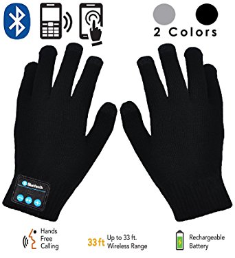 Bluetooth Gloves, Rechargeable Unisex Wireless Gloves with a Built-in Mic, Hi-Fi Speakers & Control Panel, Charges via USB, Unique & Delightful Christmas Gift for Your Friends and Families by HANPURE