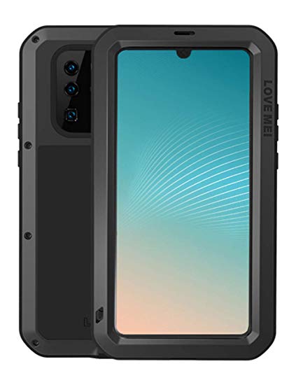 GFU Tempered Glass Armor Huawei P30 Lite Case, Outdoor Dustproof Cover Shell for Huawei P30 Lite Full Body Hybrid Heavy Duty Metal Shockproof (Black, P30 Lite)