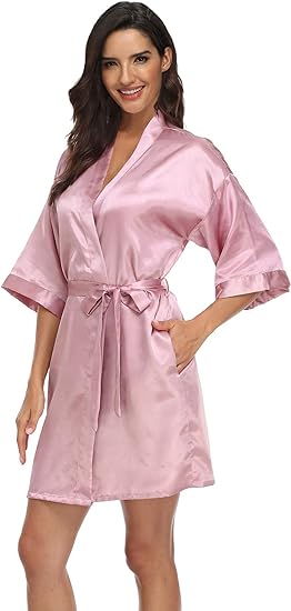 Women's Pure Short Silky Robes Bridesmaid Bride Party Satin Robes Sleepwear