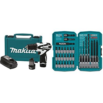 Makita FD02W 12V max Lithium-Ion Cordless 3/8-Inch Driver-Drill Kit with 38 Piece Impact Drill-Driver Bit Set