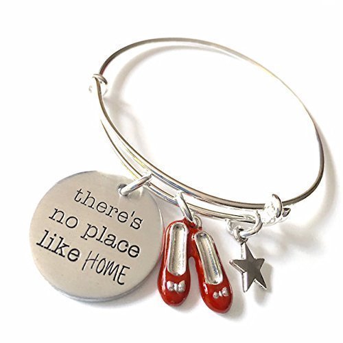 There's No Place Like Home, Wizard of Oz Inspired Handstamped Bangle Bracelet