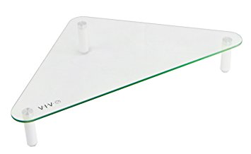 VIVO Glass Ergonomic Tabletop Riser | Triangle Desktop Universal Corner Stand for Computer Monitor & Laptop (STAND-V000Q)