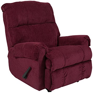 Flash Furniture Contemporary Kelly Burgundy Super Soft Textured Microfiber Rocker Recliner