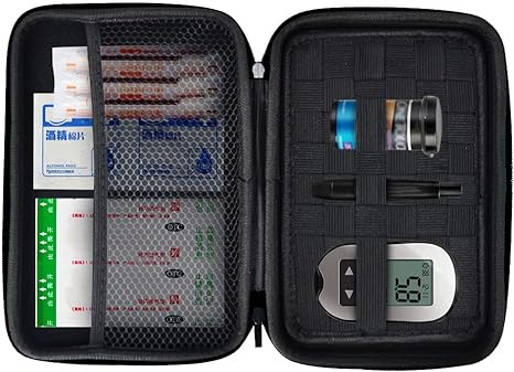 Eva Hard Sell Protective Bag Travel Organizer Case for Diabetic Supplies Testing Kit, Blood Glucose Monitoring Systems, Test Strips, Syringes, Insulin, Electronic Accessories, Nikon Camera (Black New)
