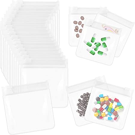 24Pcs Travel Pill Packets Pill Pouch Bags Reusable Zippered Medicine Bag Set Self Sealing Clear Plastic Medicine Organizer with Slide Lock Monday to Sunday Pill Baggies for Pills Small Items Storage