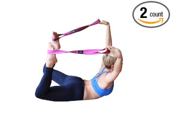 Number 8 Yoga Straps for Stretching – Set of 2 Premium Straps with Loops to Improve Range of Motion in Yoga, Dancing, Sports Conditioning, Training or Fitness Workouts. 2 Sizes (19” and 25”)