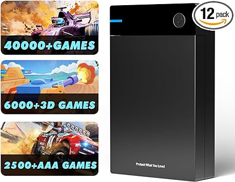 Kinhank Retro Game Hard Drive Disk with 40000  Retro Games, Compatible with 400  Emulators, Portable Game Hard Drive Disk for Win 7/8/10/11 (12T)