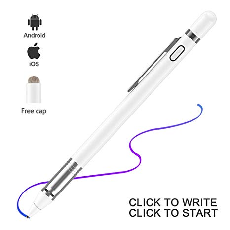 Zspeed Fine Point Stylus,1.45mm High Precison and Sensitivity Point Capacitive Stylus with Pocket Clip, for Touch Screen Device Tablet/Smartphone iPhone X/ 8/8 Plus, iPad, Samsung