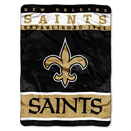 NFL New Orleans Saints Plush Raschel Blanket, 60 x 80-Inch, Black