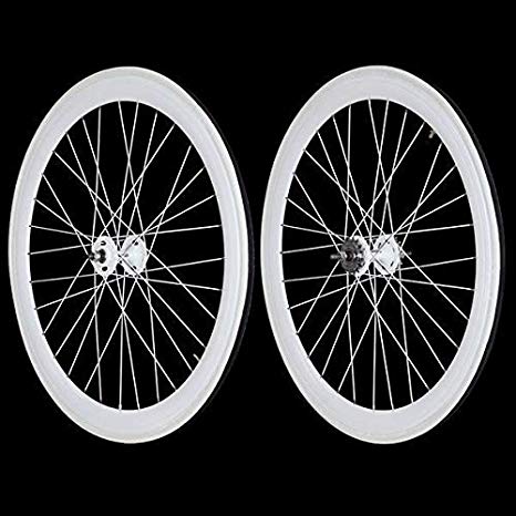 Stars-Circle Fixie Freewheel Track Wheel Wheelset Deep  Tires White or Black