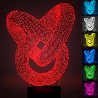 Abstract 3D Optical Illusion Lamps, YKL World Amazing 7 Changing Colors Acrylic Touch Button Table Desk Night Light with 5 feet USB Cable Home Decor