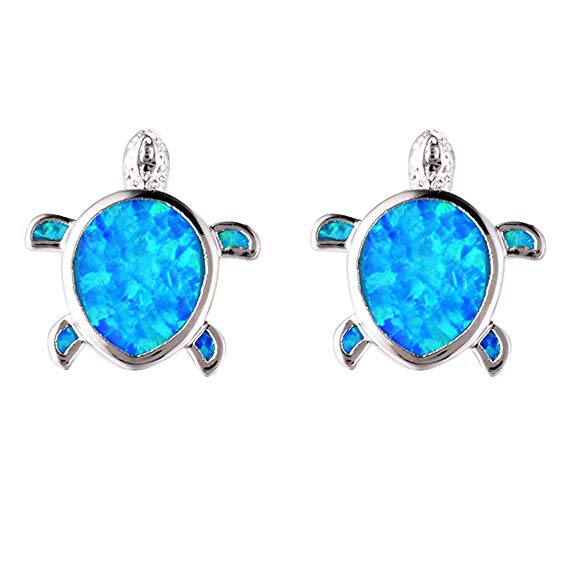 Hermosa Mom Gifts Sea Turtle Blue Opal Women Pendant Necklace Earrings Jewelry Sets