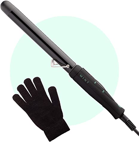 Professional Series Curling Wand 1 Inch Iron by MINT | Extra-Long 2-Heater Ceramic Barrel That Stays Hot. Hair Curler / Wave Former. Travel-Ready Dual Voltage.