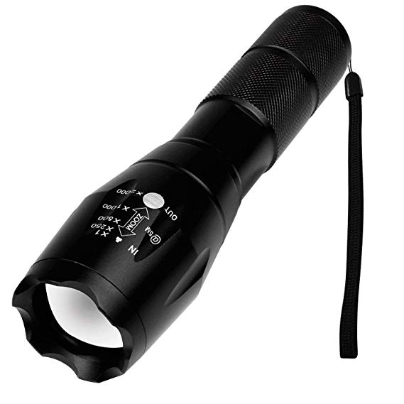 Kurtzy Professional LED Zoomable Flashlight Torch With Aluminium Body Rechargeable Battery