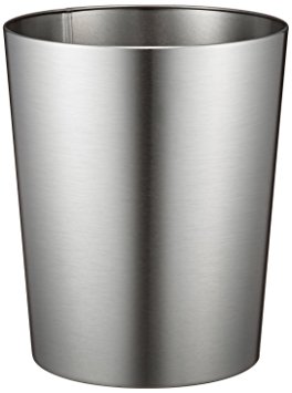 InterDesign Patton Wastebasket Trash Can for Bathroom, Office, Kitchen - Brushed Stainless Steel