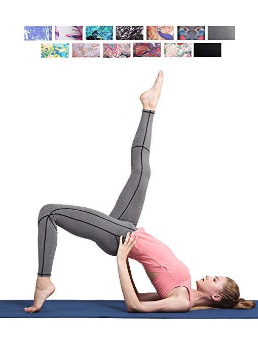 FINEMORE Women Yoga Pants High Waist Sport Workout Running Power Flex Yoga Leggings Printed