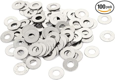 uxcell M4x10mmx0.5mm Stainless Steel Round Flat Washer for Bolt Screw 100Pcs