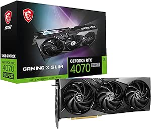 MSI Gaming RTX 4070 Super 12G Gaming X Slim Graphics Card (NVIDIA RTX 4070 Super, 192-Bit, Boost Clock: 2655 MHz, 12GB GDRR6X 21 Gbps, HDMI/DP, Ada Lovelace Architecture)