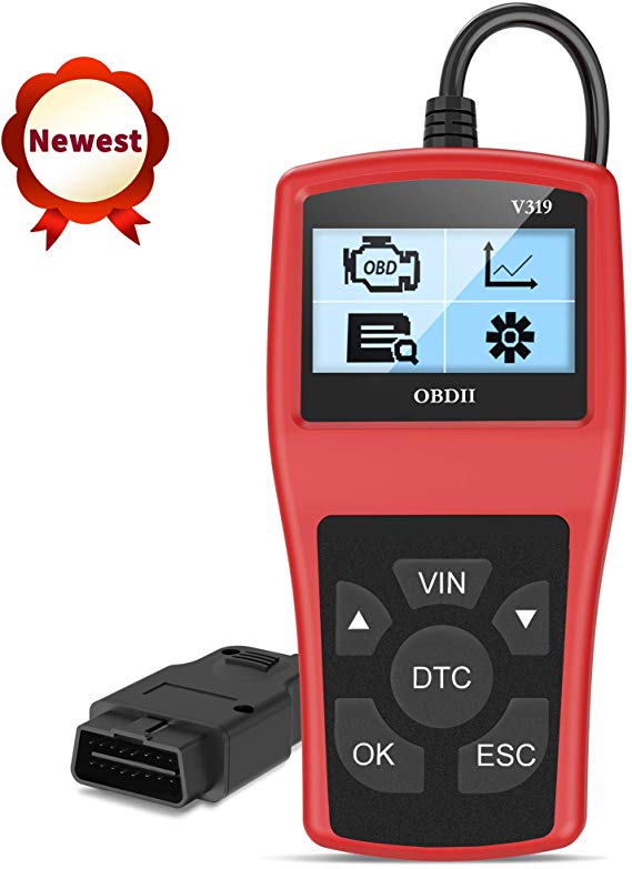 Grandbeing OBD2 Reader Universal OBDII Car Scanner Tool with Reading and Clearing Error Codes Query Dtcs Multilingual Support TFT Color Display[Red]
