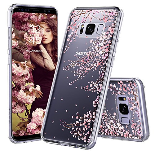 Galaxy S8 Case, Galaxy S8 Cover, MOSNOVO Cherry Blossom Floral Printed Flower Clear Design Plastic Hard Slim Back Case with TPU Bumper Protective Case Cover for Samsung Galaxy S8 (2017)