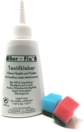 Ber-Fix Fabric Glue Washable at 95 °C for Leather, Textiles, Faux Leather and Neoprene (150 ml)