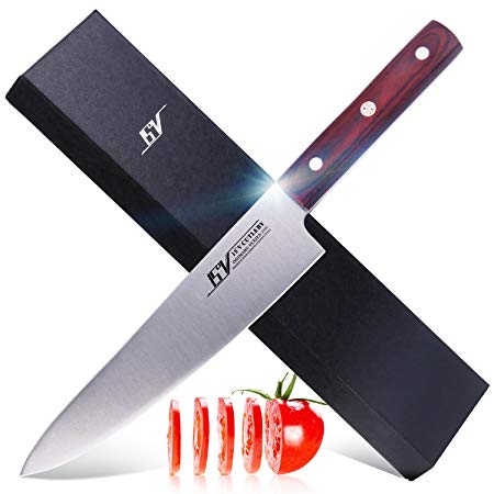 15V Chef Knife 8 inch,High Carbon German Steel Full Tang Chef's Knife with Pakkawood Handle - Onimaru Series