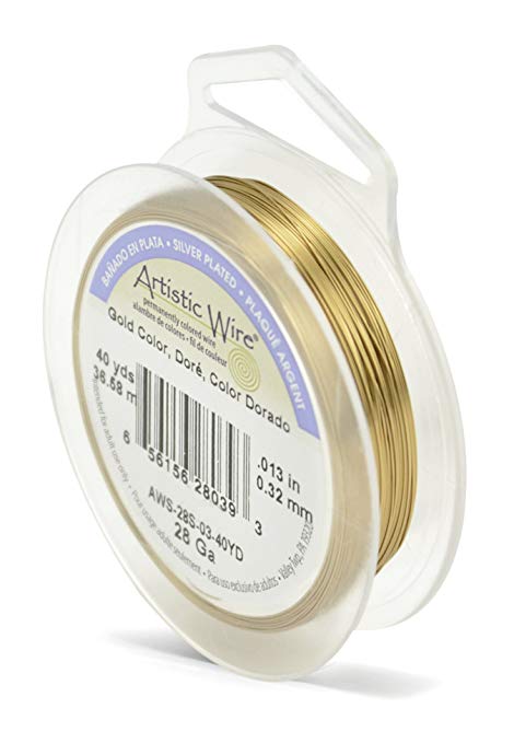 Artistic Wire, 28 Gauge, Gold Color, 40 yd (36.6 m) Craft Wire