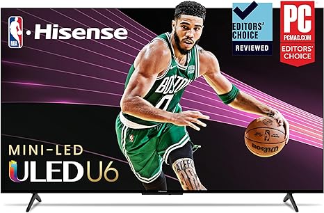 Hisense 75-Inch U6 Mini-LED ULED 4K UHD Google Smart TV (75U6K, 2023 Model) QLED, Full Array Local Dimming, HDR 10 , Dolby Vision IQ, VRR Game Mode, 240 Motion Rate, Alexa Compatibility (Renewed)