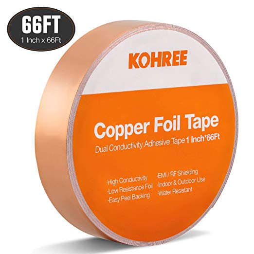 Kohree Copper Foil Tape (1inch x 66ft), with Double Conductive Adhesive for Guitar EMI Shielding Electrical Repairs Grounding DIY Projects Slug Repellent