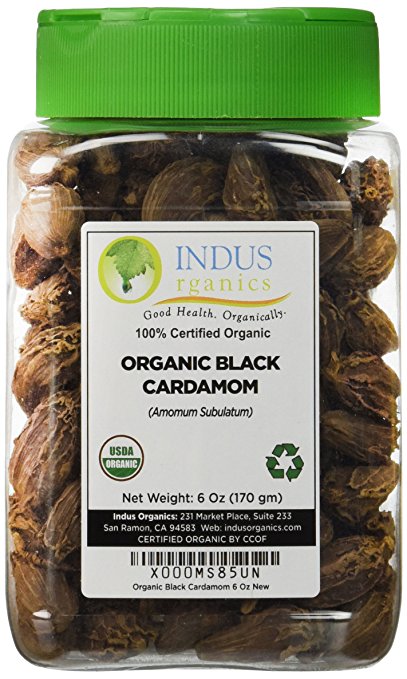 Indus Organic Black Cardamom Whole, 6 Oz, Freshly Packed