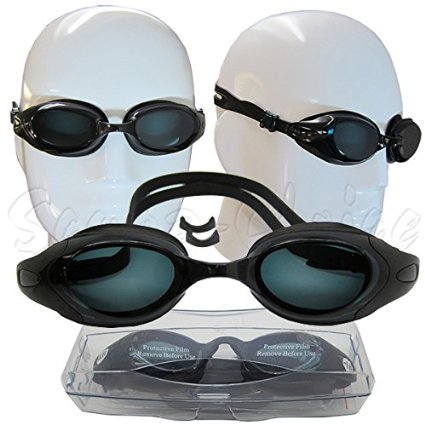 Black UV Prescription Corrective Optical RX Lenses Swimming Goggles w/ Case