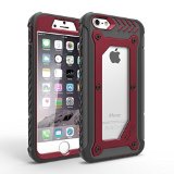 For iPhone 6  6s Heavy Duty For Apple iPhone 6 For iPhone 6s Zarus Case Full-body Premium Hybrid Protective Cover with Built-in HD Clear Screen Protector Dual Layer  Impact Resistant Bumper Armor Shield RedBlack