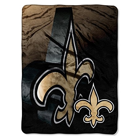 NFL New Orleans Saints 60-Inch-by-80-Inch Micro Raschel Blanket, "Bevel" Design