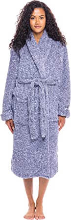 Alexander Del Rossa Women's Plush Fleece Winter Robe, Warm Long Hair Shaggy Bathrobe