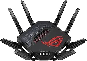 ASUS ROG GT-BE98 - Routeur gaming Wi-Fi 7 - quadruple bande - débit de 25Gb/s - nouvelle bande passante 320MHz & 4096-QAM, double port 10G, triple accélérateur de jeu, sécurité réseau gratuite, AiMesh