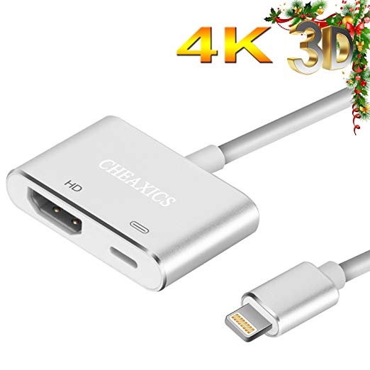 Lightning to HDMI, iphone HDMI Adapter, Lightning Digital AV Adapter for iPhone X,iPhone 8/Plus iPad and Projector (Silver)