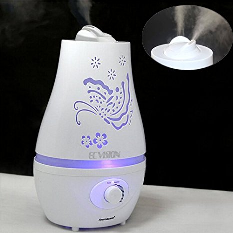 ECVISION 2000ML 2L LED Ultrasonic Aroma Diffuser Humidifier Aromatherapy Air Purifier Mist with 7 Auto Colors Changings and Mist Adjustment Mode (2000ML)
