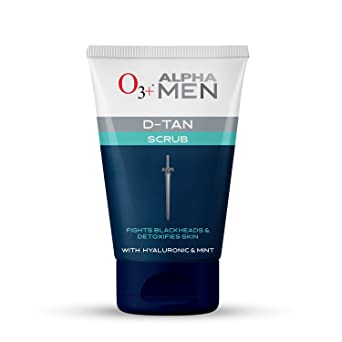 O3  ALPHA MEN Acno D-TAN Scrub With Hyaluronic & Mint 50g for TAN removal | Fights Blackheads & Detoxifies Skin